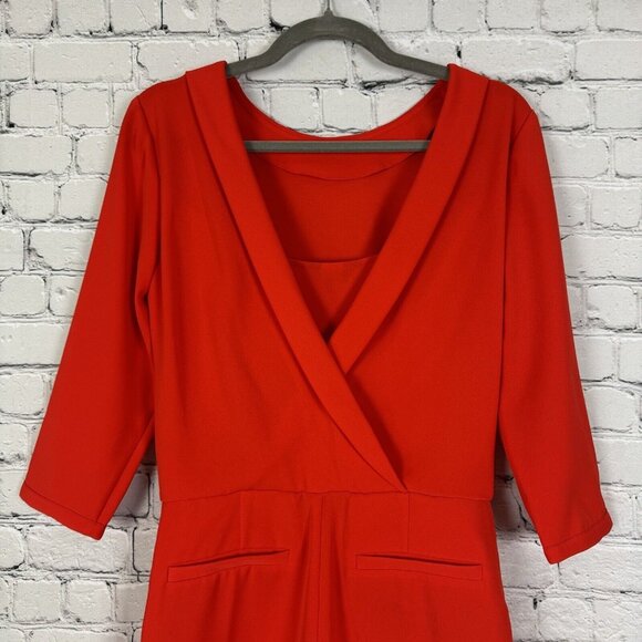 NWT Ted Baker Mertica Romper Shorts Women 0 US Size 0-2 Coral Red 3/4 Sleeves - Picture 8 of 11